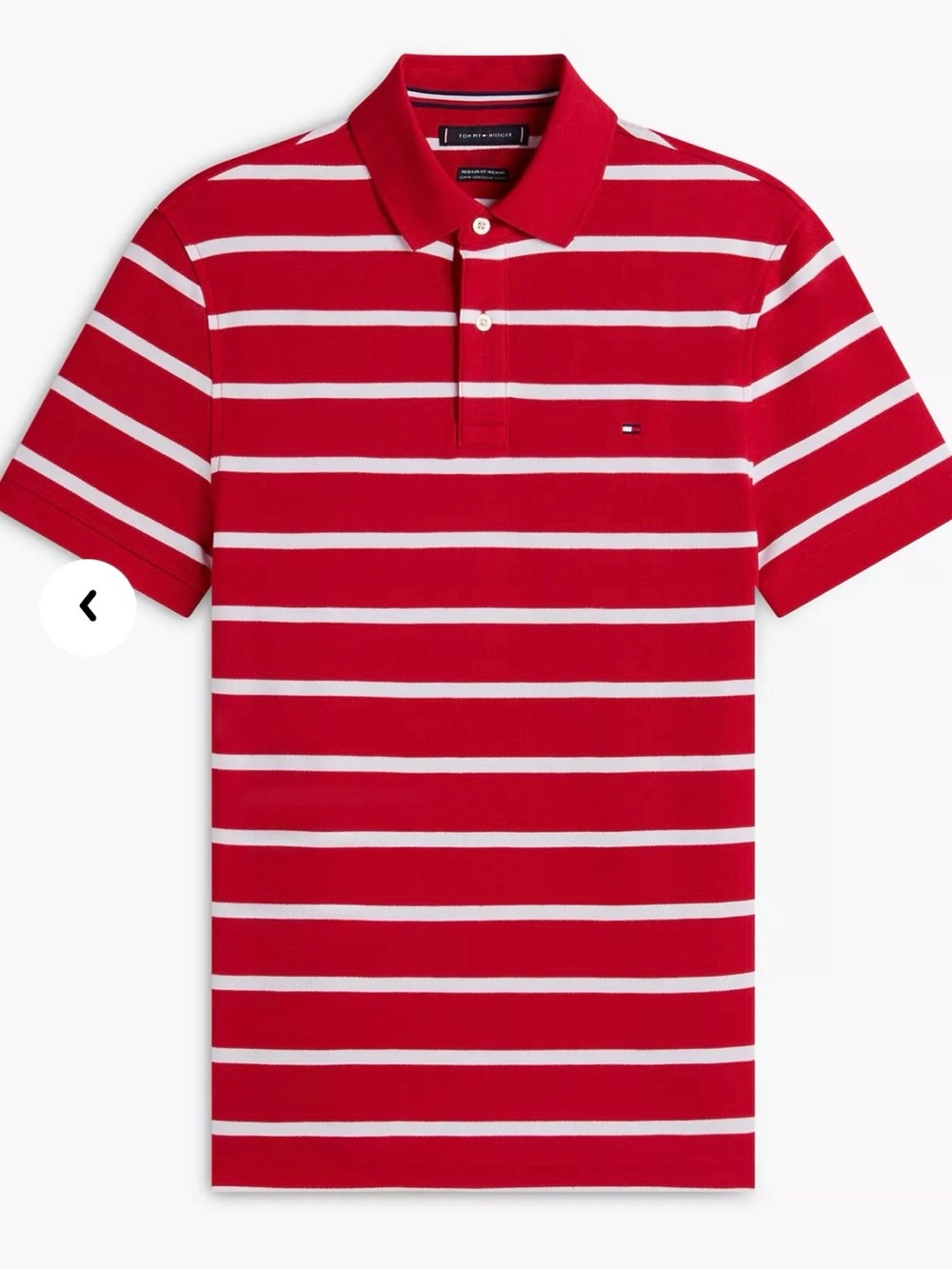 Tommy Hilfiger Red &White Striped Cotton Polo
